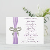 Invitation de douche nuptiale violette Diamond Bow (Debout devant)