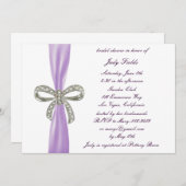 Invitation de douche nuptiale violette Diamond Bow (Devant / Derrière)