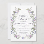 Invitation de douche nuptiale violette fleur sauva (Devant)