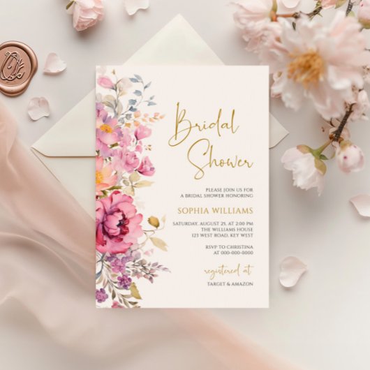 Invitation de douche nuptiale violette Fleur sauva