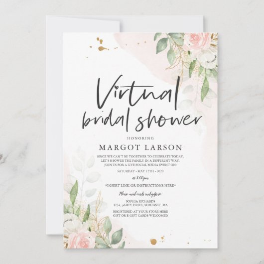 Invitation de douche nuptiale virtuelle Verdure et (Devant)