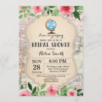 Invitation de douche nuptiale Voyage Floral