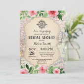 Invitation de douche nuptiale Voyage Floral (Debout devant)