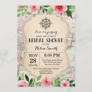 Invitation de douche nuptiale Voyage Floral