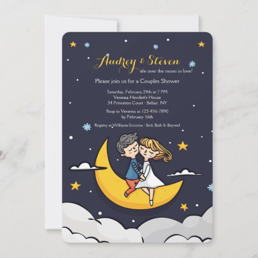 Invitation de douche Over the Moon (Devant)
