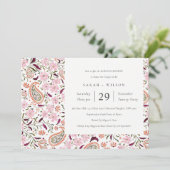 Invitation de douche Paisley Floral Rose Motif Cou (Debout devant)