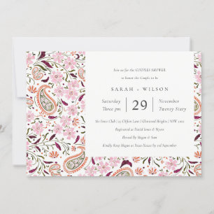 Invitation de douche Paisley Floral Rose Motif Cou