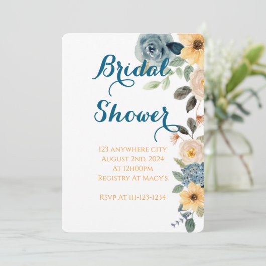 INVITATION DE DOUCHE PASTEL FLORALE (Debout devant)