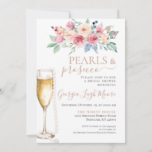 Invitation de douche Pearls & Prosecco