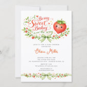 Invitation de douche pour bébé aux fraises douce c (Devant)