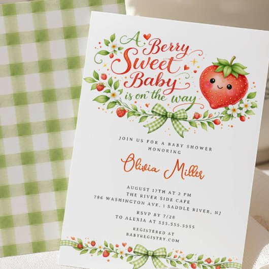 Invitation de douche pour bébé aux fraises douce c