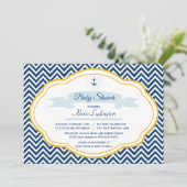 invitation de douche pour bébé chevron de la marin (Debout devant)