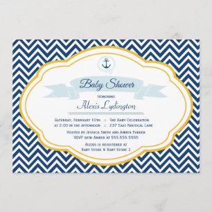 invitation de douche pour bébé chevron de la marin