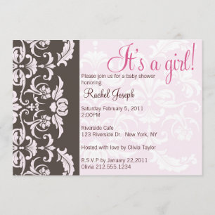 Invitation de douche pour bébé fille aux roses et 
