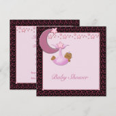 Invitation de douche pour bébé fille ethnique lune (Devant / Derrière)