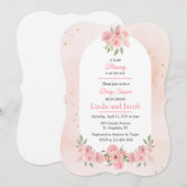 Invitation de douche pour bébé fille florale rose  (Devant / Derrière)