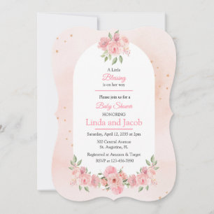Invitation de douche pour bébé fille florale rose 