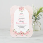 Invitation de douche pour bébé fille florale rose  (Debout devant)