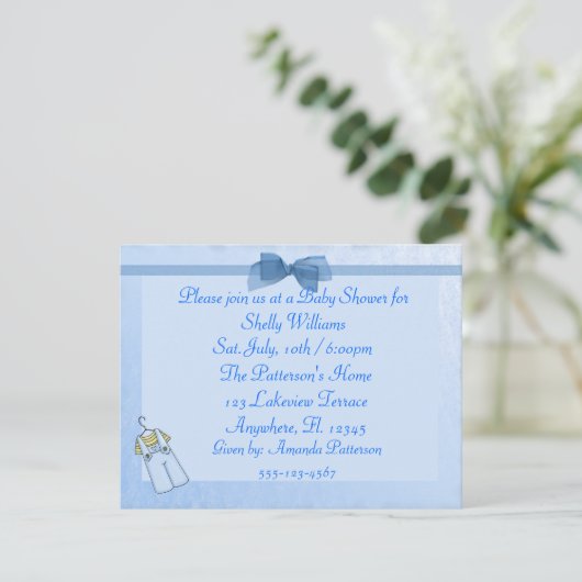 Invitation de douche pour bébé garçon (Debout devant)