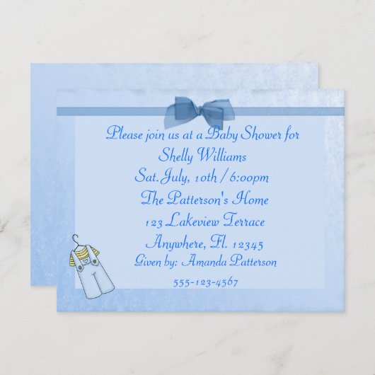 Invitation de douche pour bébé garçon (Devant / Derrière)