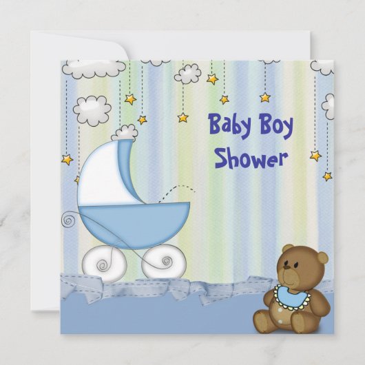 Invitation de douche pour bébé garçon (Devant)