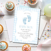 Invitation de douche pour bébé garçon à carreaux b