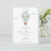 Invitation de douche pour bébé garçon au ballon à (Debout devant)