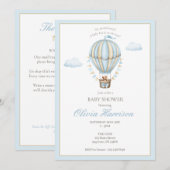 Invitation de douche pour bébé garçon au ballon à (Devant / Derrière)
