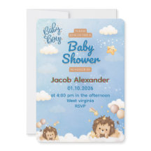 Invitation de douche pour bébé garçon Lion Roi Mig
