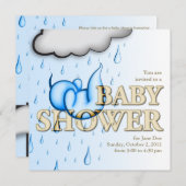 Invitation de douche pour bébés pluie - Carte Carr (Devant / Derrière)