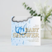 Invitation de douche pour bébés pluie - Carte Carr (Debout devant)