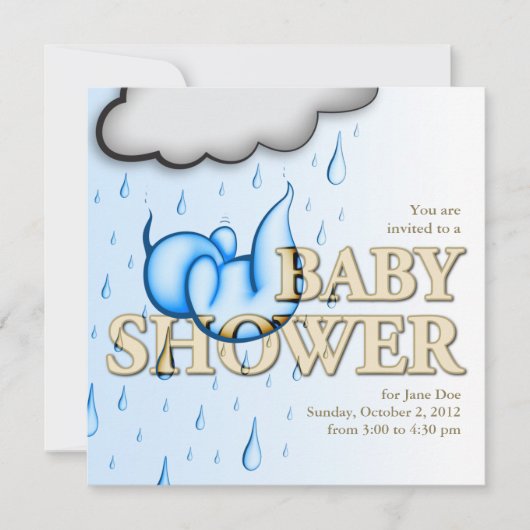 Invitation de douche pour bébés pluie - Carte Carr (Devant)