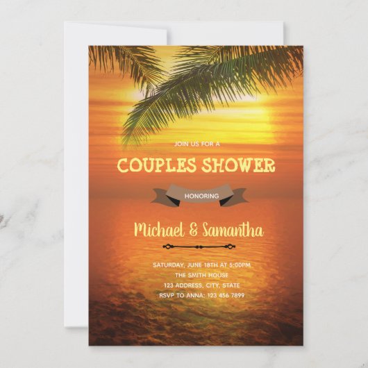 Invitation de douche pour couples au coucher de so (Devant)