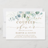 Invitation de douche pour couples botaniques or et (Devant)