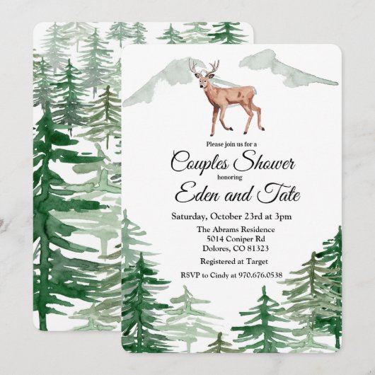 Invitation de douche pour couples de cerfs d'arbre (Devant / Derrière)
