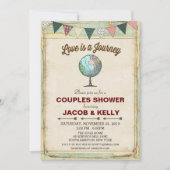 Invitation de douche pour couples de voyage Globe (Devant)