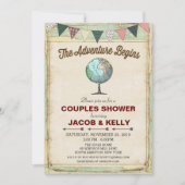 Invitation de douche pour couples de voyage Globe (Devant)