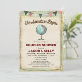 Invitation de douche pour couples de voyage Globe (Debout devant)