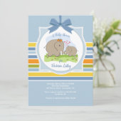 Invitation de douche pour Maman et bébé éléphant (Debout devant)