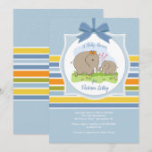 Invitation de douche pour Maman et bébé éléphant (Devant / Derrière)