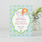 Invitation de douche pour maman et bébé éléphant g (Debout devant)