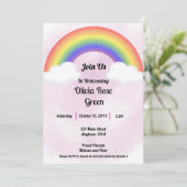 Invitation de douche Rainbow Baby (rose) (Debout devant)
