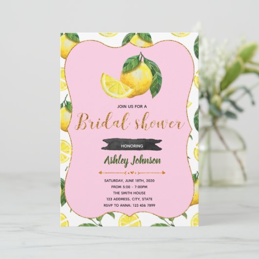 Invitation de douche rose de limonade (Debout devant)