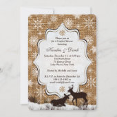 Invitation de douche Rustic Burlap Snowflake Deer (Devant)