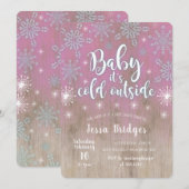 Invitation de douche Rustique Bébé il fait froid d (Devant / Derrière)