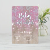 Invitation de douche Rustique Bébé il fait froid d (Debout devant)