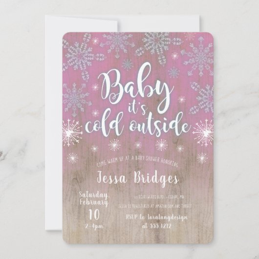 Invitation de douche Rustique Bébé il fait froid d (Devant)