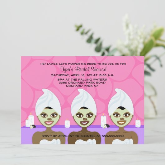 INVITATION DE DOUCHE spa BRIDAL rose & violet (Debout devant)