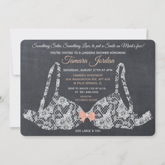 Invitation de douche tableau noir lingerie soutien (Devant)