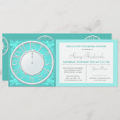 Invitation de douche Teal Floral Around the Clock (Devant / Derrière)